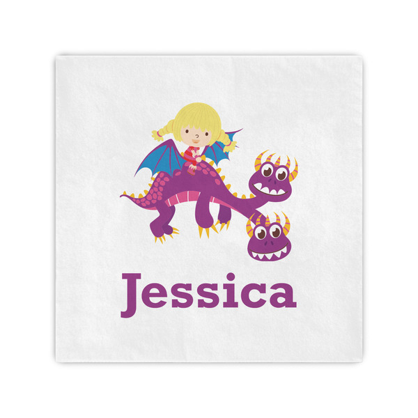 Custom Girl Flying on a Dragon Cocktail Napkins (Personalized)