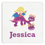 Girl Flying on a Dragon Paper Dinner Napkins (Personalized)