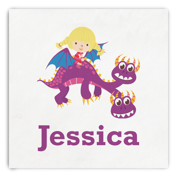 Custom Girl Flying on a Dragon Paper Dinner Napkins (Personalized)
