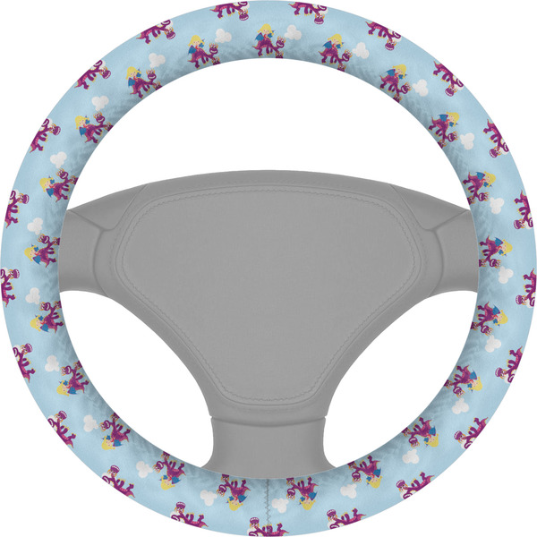 Custom Girl Flying on a Dragon Steering Wheel Cover