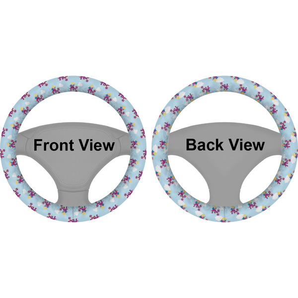 Girl Flying on a Dragon Steering Wheel Cover- Front and Back