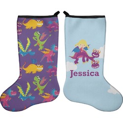 Girl Flying on a Dragon Holiday Stocking - Double-Sided - Neoprene (Personalized)