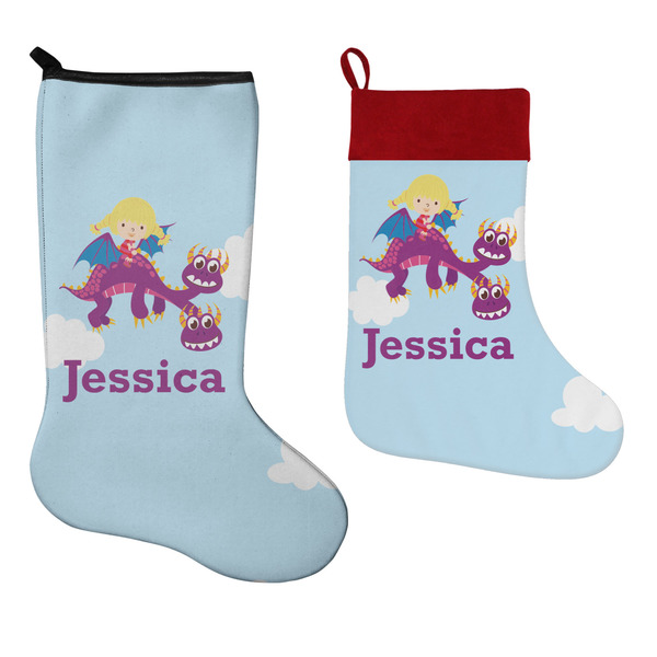 Girl Flying on a Dragon Stockings - Side by Side compare