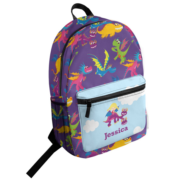 Custom Girl Flying on a Dragon Student Backpack (Personalized)
