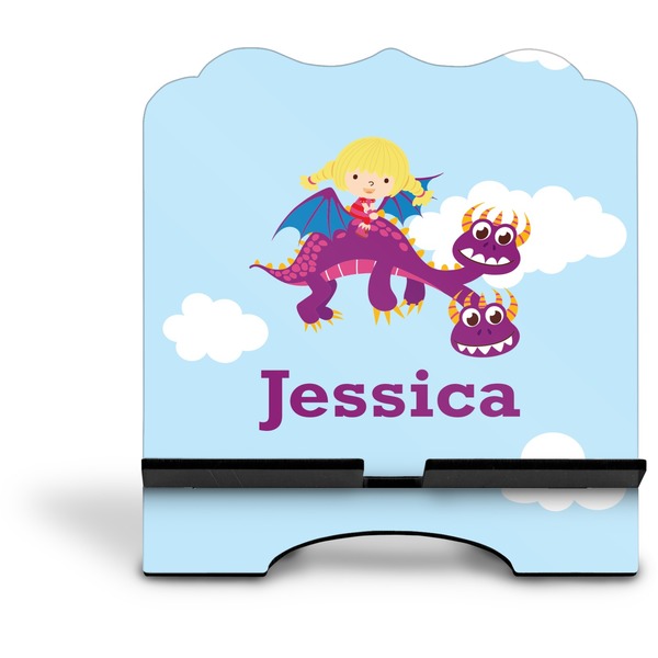 Girl Flying on a Dragon Stylized Tablet Stand - Front without iPad