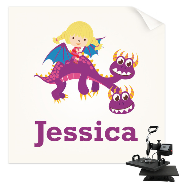 Custom Girl Flying on a Dragon Sublimation Transfer - Youth / Women (Personalized)
