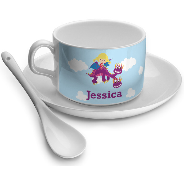 Custom Girl Flying on a Dragon Tea Cup (Personalized)