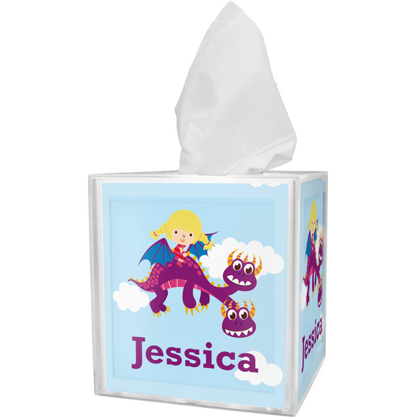 Custom Girl Flying on a Dragon Tissue Box Cover (Personalized)
