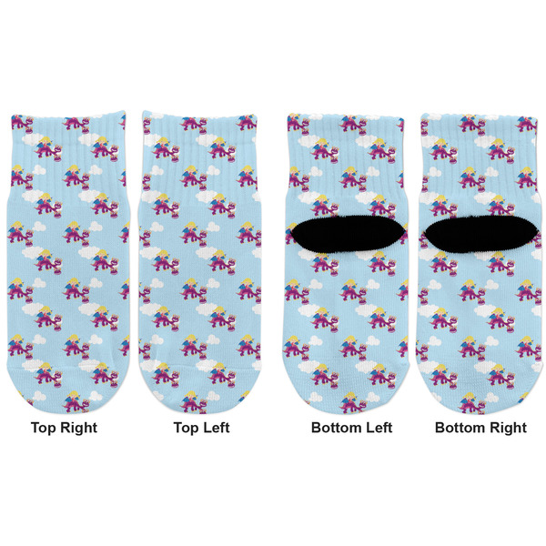 Girl Flying on a Dragon Toddler Ankle Socks - Double Pair - Front and Back - Apvl