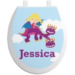 Girl Flying on a Dragon Toilet Seat Decal (Personalized)