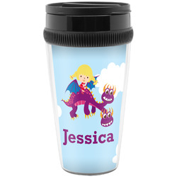 Girl Flying on a Dragon Acrylic Travel Mug without Handle (Personalized)