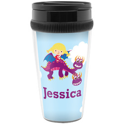 Girl Flying on a Dragon Acrylic Travel Mug without Handle (Personalized)