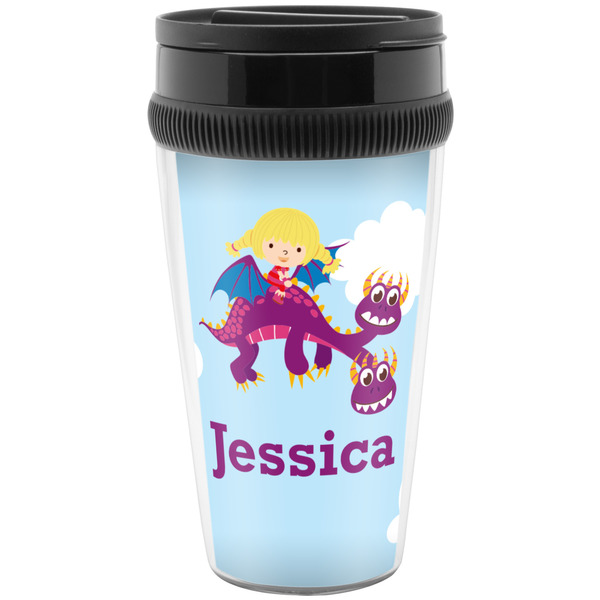 Custom Girl Flying on a Dragon Acrylic Travel Mug without Handle (Personalized)