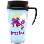 Girl Flying on a Dragon Acrylic Travel Mug with Handle (Personalized)