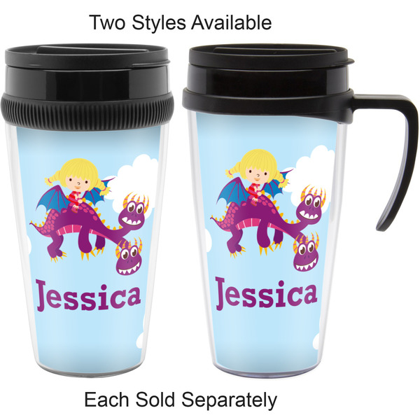 Girl Flying on a Dragon Travel Mugs - with & without Handle