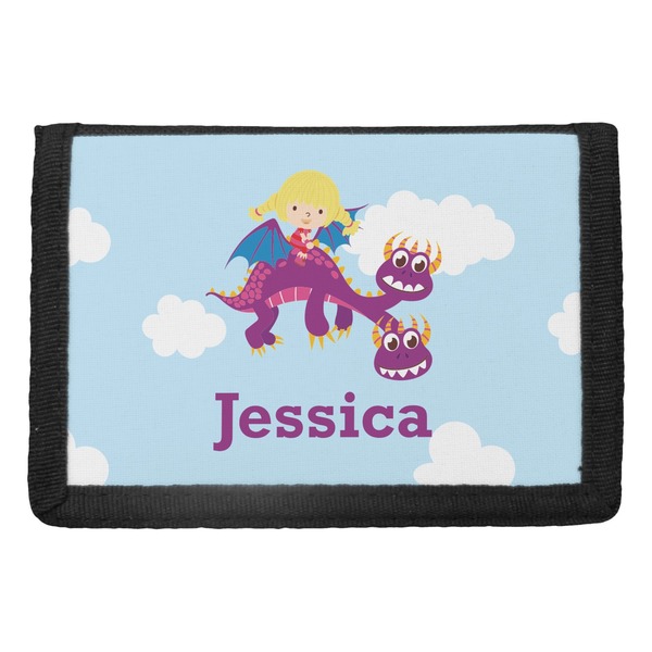 Custom Girl Flying on a Dragon Trifold Wallet (Personalized)