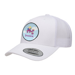 Girl Flying on a Dragon Trucker Hat - White (Personalized)