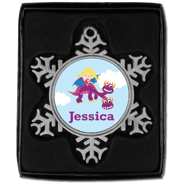 Girl Flying on a Dragon Vintage Snowflake - In box