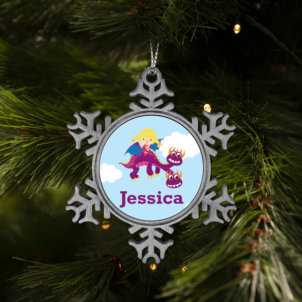 Girl Flying on a Dragon Vintage Snowflake - (LIFESTYLE)