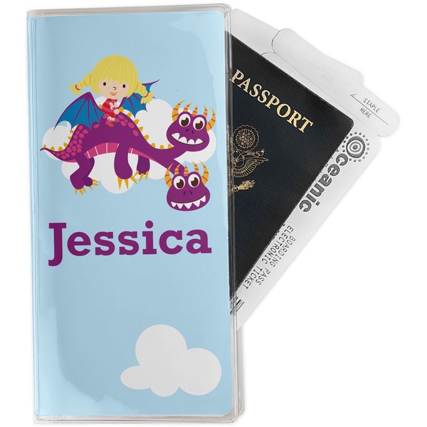 Custom Girl Flying on a Dragon Travel Document Holder