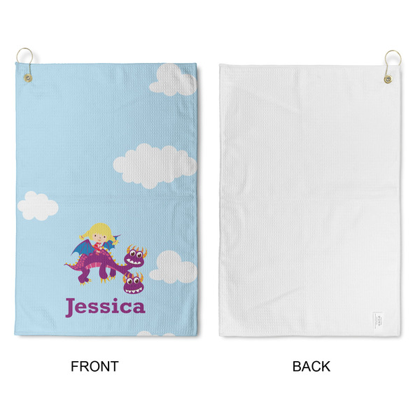 Girl Flying on a Dragon Waffle Weave Golf Towel - Approval