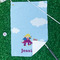 Girl Flying on a Dragon Waffle Weave Golf Towel - In Context