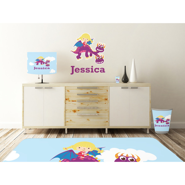 Girl Flying on a Dragon Wall Graphic Decal Wooden Desk