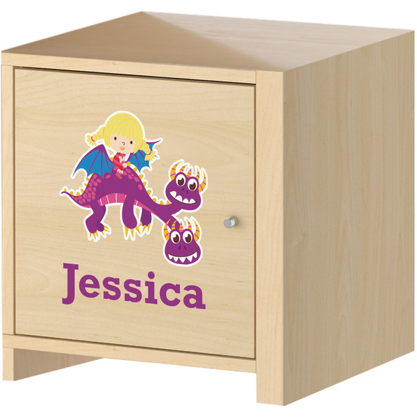 Girl Flying on a Dragon Wall Graphic on Wooden Cabinet
