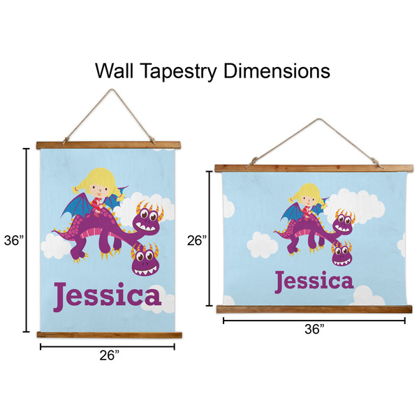 Girl Flying on a Dragon Wall Hanging Tapestries - Parent/Sizing