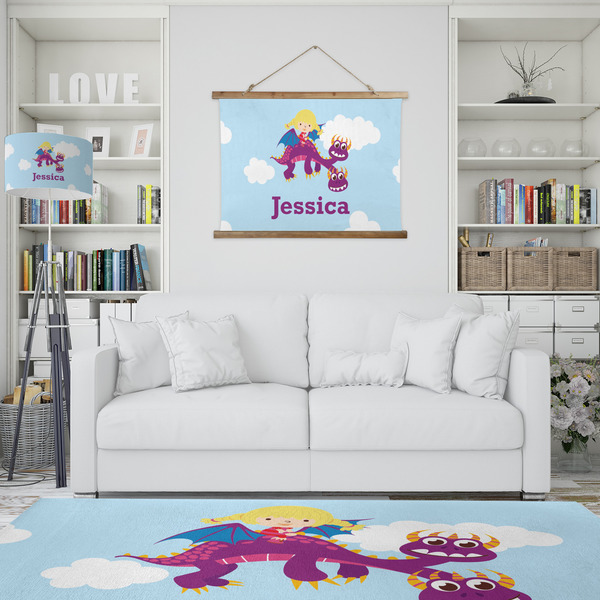 Girl Flying on a Dragon Wall Hanging Tapestry - IN CONTEXT