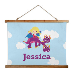Girl Flying on a Dragon Wall Hanging Tapestry - Wide (Personalized)
