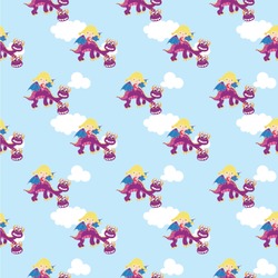 Girl Flying on a Dragon Wallpaper & Surface Covering (Peel & Stick 24"x 24" Sample)