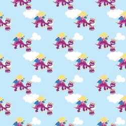 Girl Flying on a Dragon Wallpaper & Surface Covering