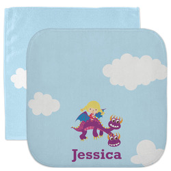 Girl Flying on a Dragon Facecloth / Wash Cloth (Personalized)
