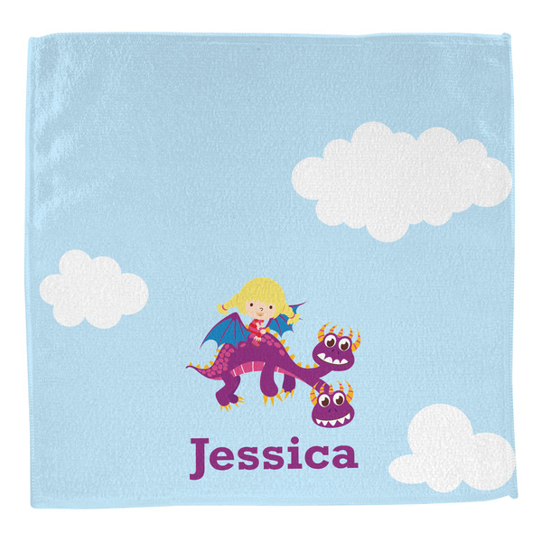 Girl Flying on a Dragon Washcloth - Front - No Soap