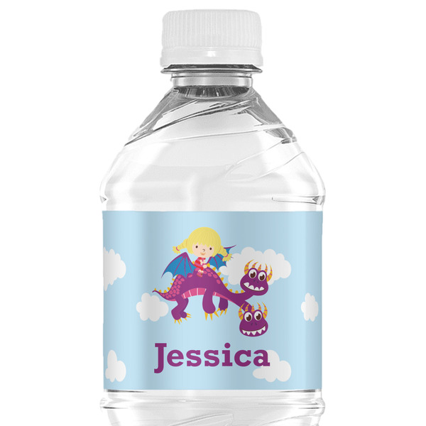 Custom Girl Flying on a Dragon Water Bottle Labels - Custom Sized (Personalized)