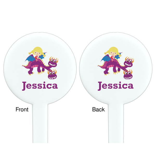 Girl Flying on a Dragon White Plastic 7" Stir Stick - Double Sided - Round - Front & Back