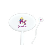 Girl Flying on a Dragon 7" Oval Plastic Stir Sticks - White - Single Sided (Personalized)