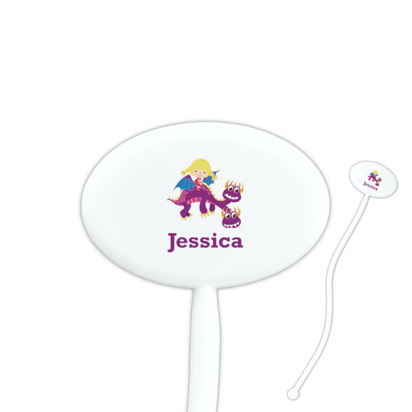 Custom Girl Flying on a Dragon Oval Stir Sticks (Personalized)