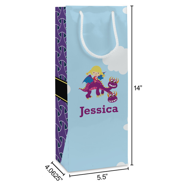 Girl Flying on a Dragon Wine Gift Bag - Dimensions