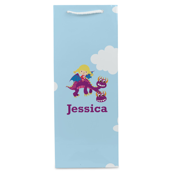 Girl Flying on a Dragon Wine Gift Bag - Gloss - Front