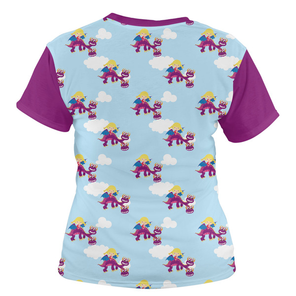 Girl Flying on a Dragon Women's T-shirt Back
