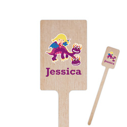 Girl Flying on a Dragon 6.25" Rectangle Wooden Stir Sticks - Single Sided (Personalized)