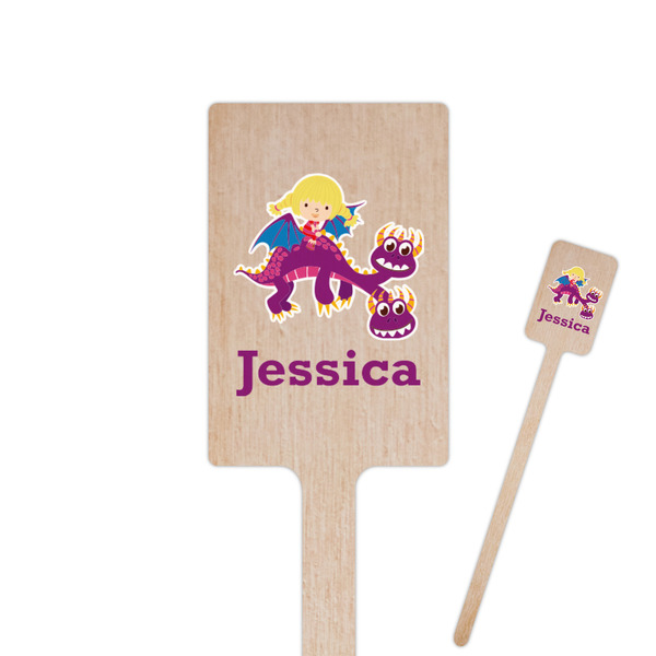 Custom Girl Flying on a Dragon Rectangle Wooden Stir Sticks (Personalized)