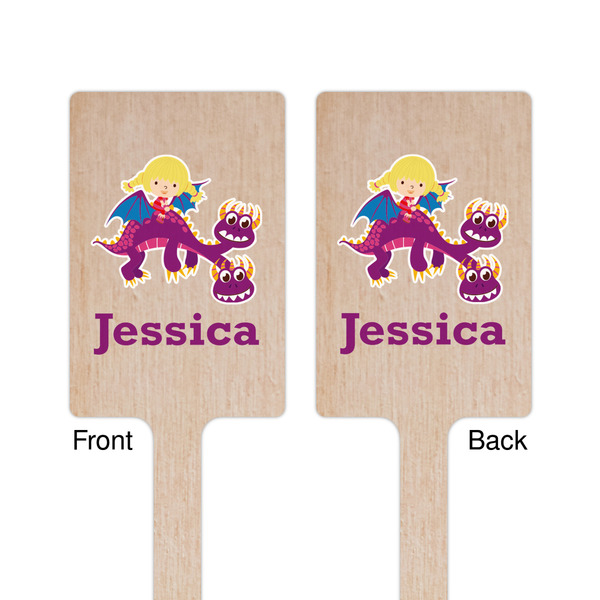 Girl Flying on a Dragon Wooden 6.25" Stir Stick - Rectangular - Double Sided - Front & Back
