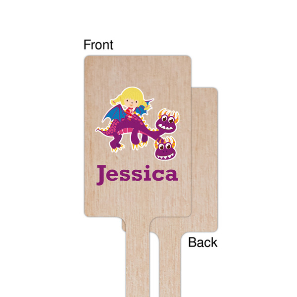 Girl Flying on a Dragon Wooden 6.25" Stir Stick - Rectangular - Single - Front & Back