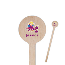 Girl Flying on a Dragon 6" Round Wooden Stir Sticks - Single Sided (Personalized)