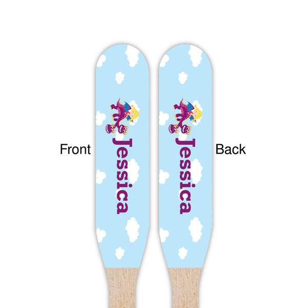 Girl Flying on a Dragon Wooden Food Pick - Paddle - Double Sided - Front & Back