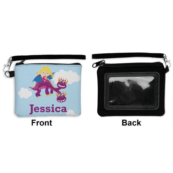 Girl Flying on a Dragon Wristlet ID Cases - Front & Back