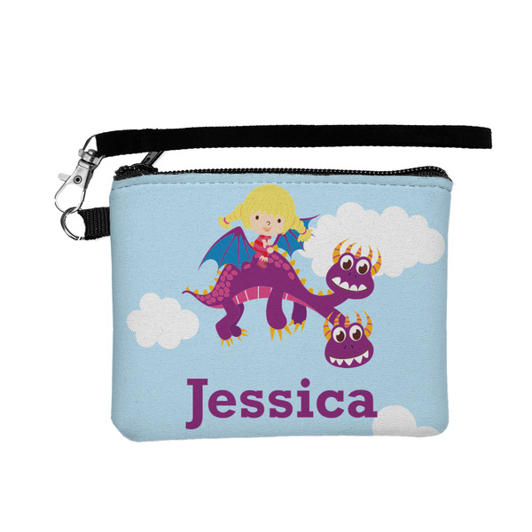 Custom Girl Flying on a Dragon Wristlet ID Case w/ Name or Text